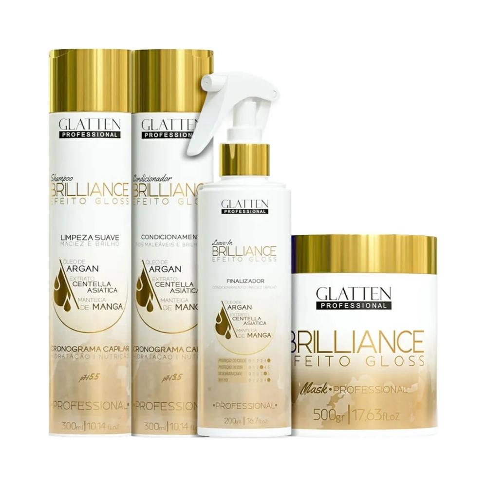 Glatten Brilliance - Kit Cronograma Capilar Efeito Gloss Completo (4 Produtos)